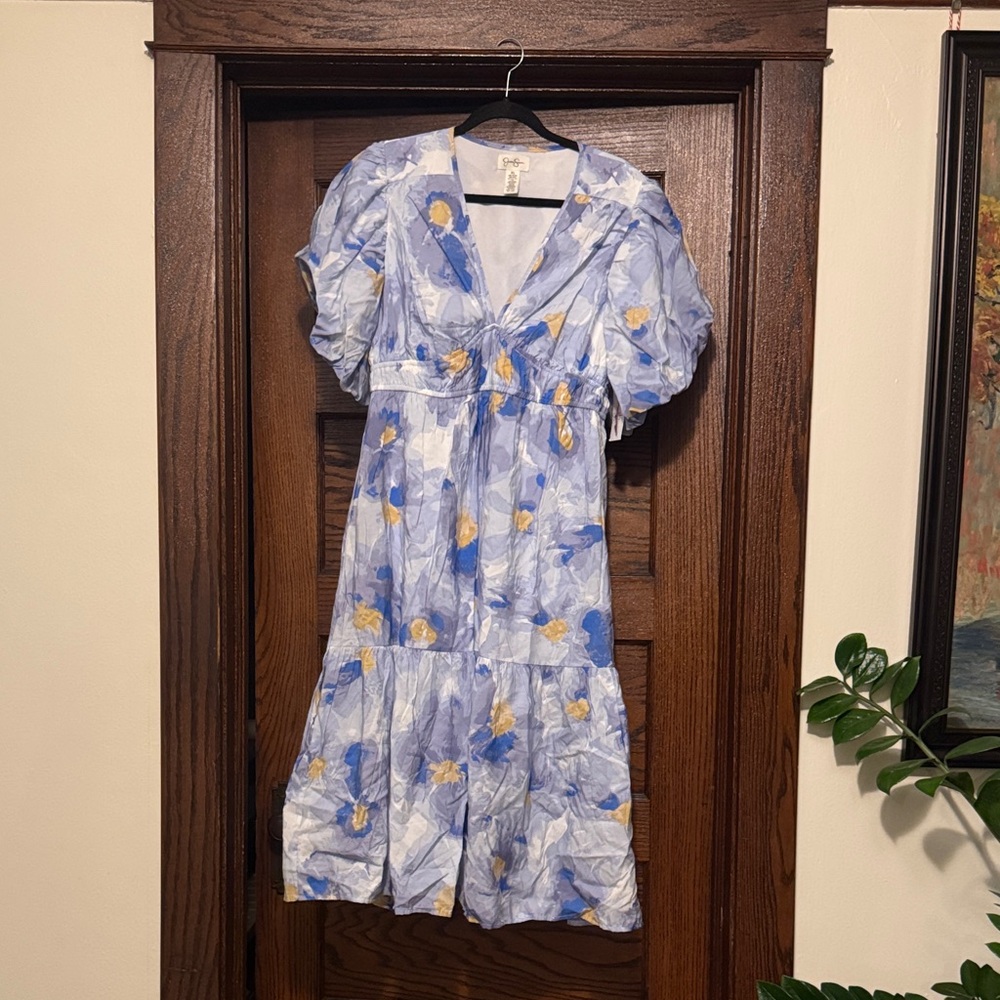 Jessica Simpson Blue and Yellow Floral Midi Dress